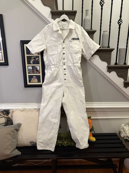 Jordache Pants - Jordache Vintage White Denim Mechanics Jumpsuit sz XXL EUC